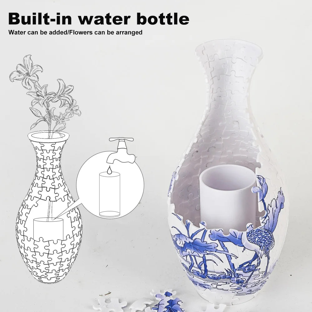 3D Puzzle Vase Home Decoration Christmas Gifts DIY Chinese Vase for Bouquet Flowers Creative Handmade Flower Vase Puzzle Toys