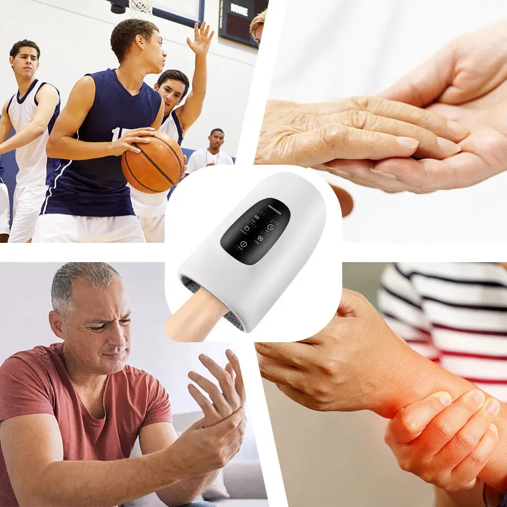 Electric Hand Massager with 5 Levels Air Compression Heat Palm Finger Massage Machine for Arthritis Finger Numbness Hand Relax