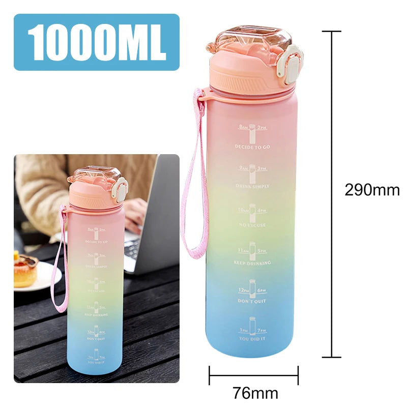 Portable Water Bottle Water Cups Motivational Sports Water bottle with Time Maker Leak-proof Cup for Outdoor Sport Fitness