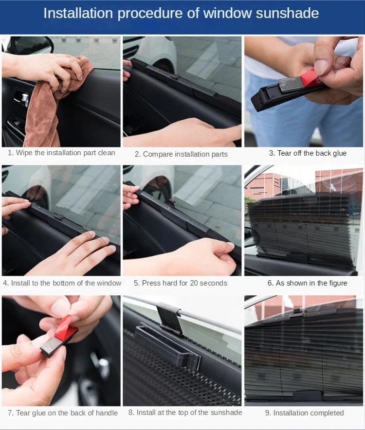 1PCS Car Side Folding Sunshade Retractable Car Front/Rear Window Sunshades Mesh UV Protect Curtain Foldable Auto Truck SunShield