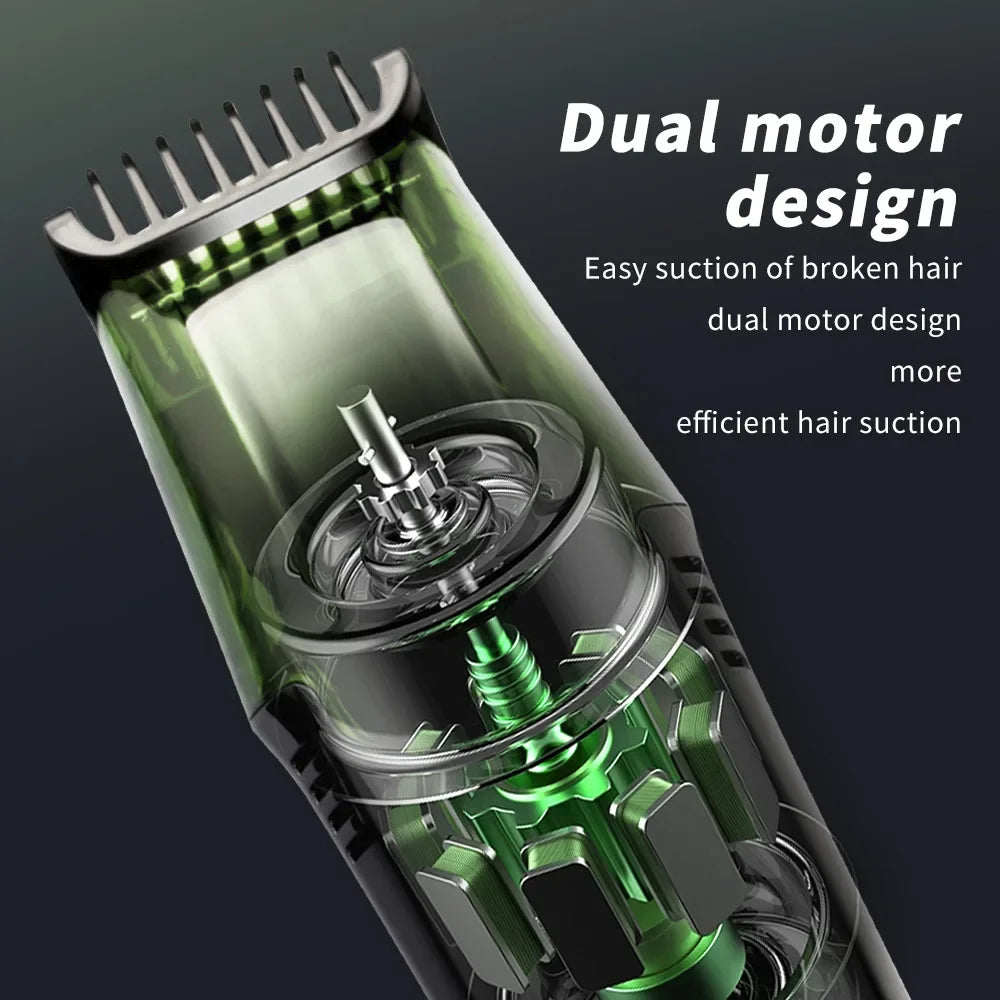 Vacuum Body Hair Trimmer for Men, Mustache Trimmer with 20 Length and Styles Adjustable, Built-in Vacuum Trimmer for Mustache