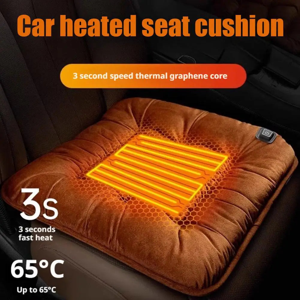 Car Heated Seat Cushion Winter Plush Seat Cushion Quick-Heating For Car, Home, 12V USB Electric Heating Single Pad
