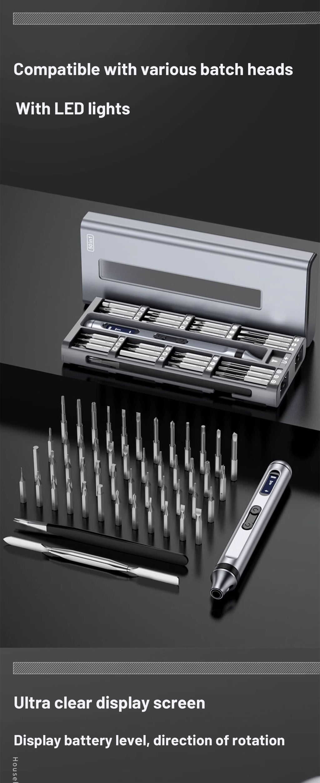 50 in 1 Electric Screwdriver Precision Repair Power Tools Set Magnetic Screw Driver Bits for Home Appliances Watch Phones