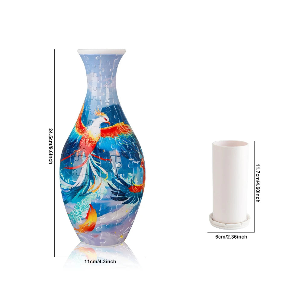 3D Puzzle Vase Home Decoration Christmas Gifts DIY Chinese Vase for Bouquet Flowers Creative Handmade Flower Vase Puzzle Toys