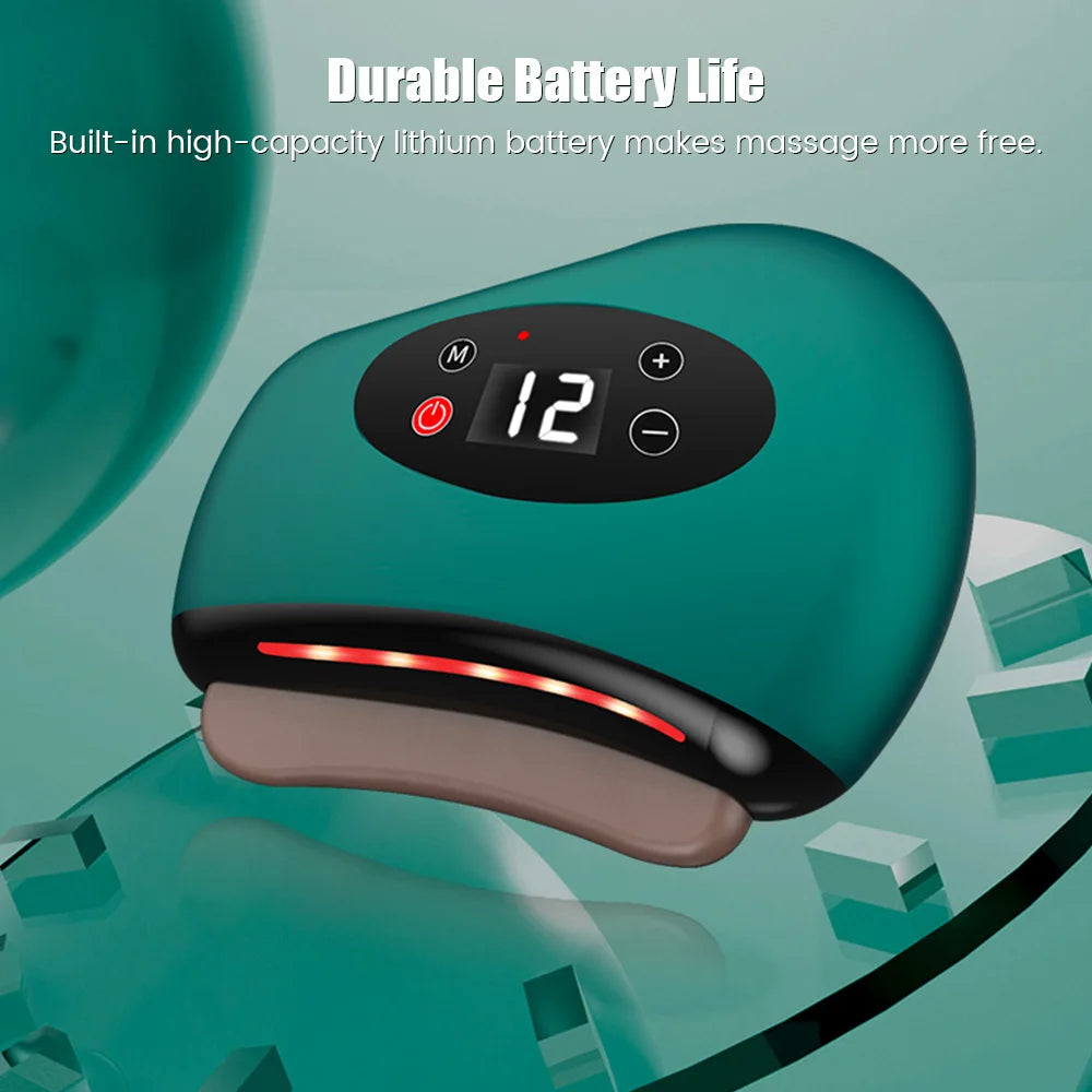 Electric Guasha Massager Body Scraping Heating Vibration Muscle Guasha Face Neck Eye Massage Knife Stone Gua Sha Gouache Scraper