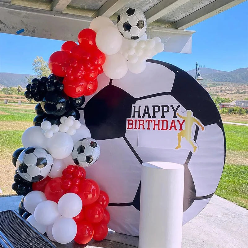 120pcs Football Party Balloons Garland Arch Kit White Black Red Latex Ballon Boy Sports Party Decoration Birthday Party Supplie