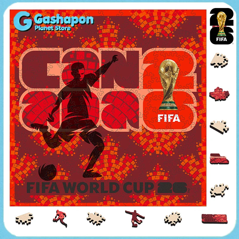 Canada 2026 FIFA World Cup Wooden Puzzle 3D Poster USA Mexico Soccer Fan Collectible Gift Toy Family Game Brain Teaser