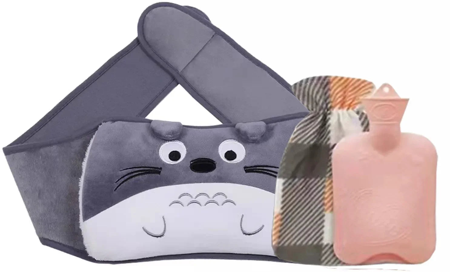 3-Piece Set Filling Water Type Hot Water Bag Hot Water Bottle Cover Plush Animal Belt Winter Menstrual Women Belly Hand Warmer