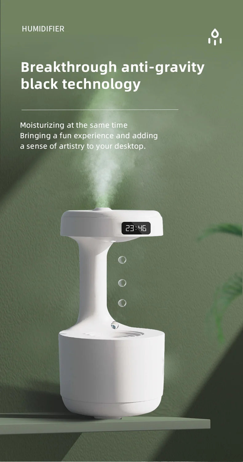 DIVEDEER Humidifier Home Office Desktop Water Replenishment Device Creative Backflow Anti gravity Water Drop Humidifier