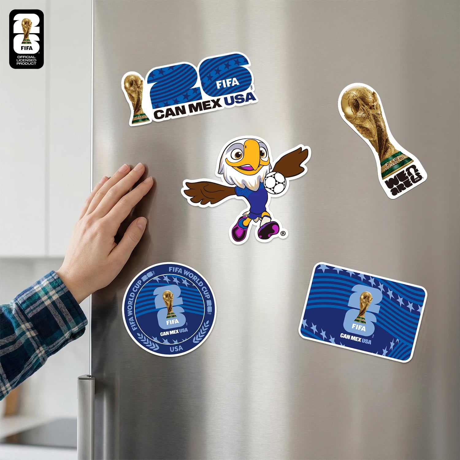 FIFA World Cup 2026 Official Fridge Magnet with Trophy, Host City & Mascot Design - Magnet Stickers for Refrigerator Souvenirs