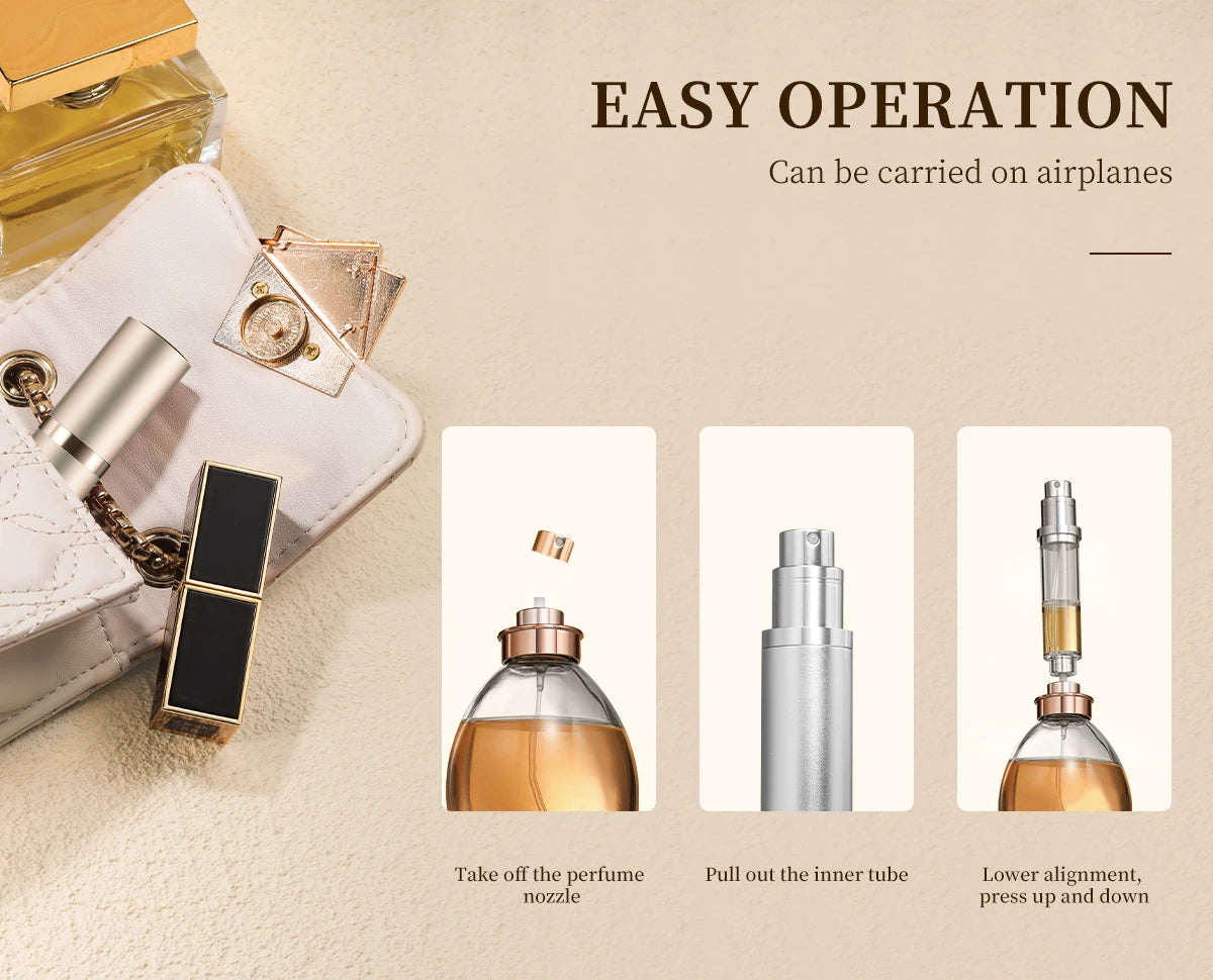 10ml Mini Refillable Perfume Bottle with Spray Scent Pump Portable Travel Empty Cosmetic Containers Mini Spray Atomizer Bottle