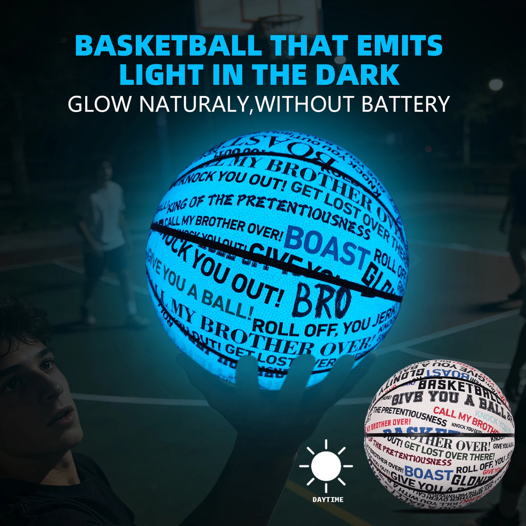 Glow Basketball For Boy Girl Gifts,High Quality Composite Leather Standard Size 6&7 Outdoor Street Luminous Blue Balls Night Use