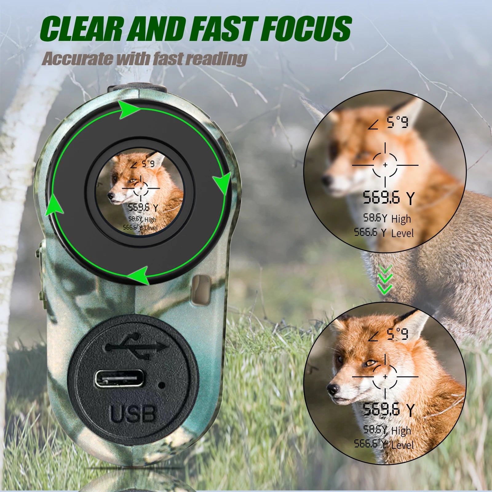 REVASRI Laser Rangefinder 1000M Hunting Range Finder with Rechargeable Battery Outdoor Target Acquisition Technology Monoculars