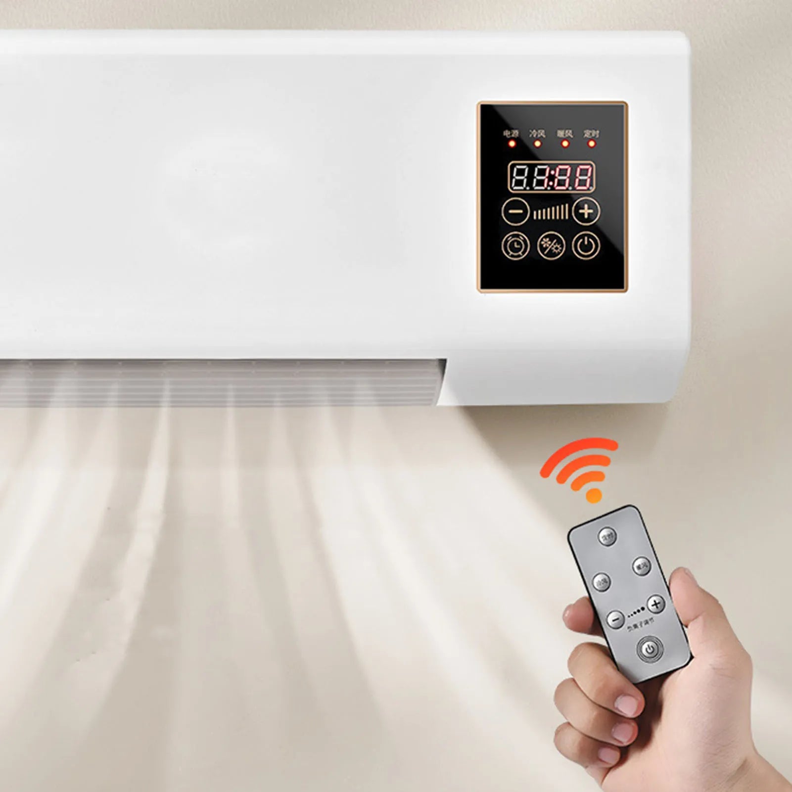 2 in 1  Portable Air Conditioning Cool Warm Dual Use Wall Mounted Heater 1800W Wall Mounted with Remote Control for Bedroom
