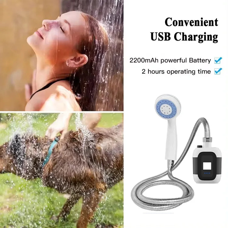 Portable Camping Shower Outdoor USB Rechargeable Electric Shower Pump for Camping Car Washing Gardening Pet Cleaning