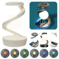 LED Moon Mood Light Suspended Rotating RGB Atmosphere Desk Lamp with Wireless Mobile Charging Bedroom Game Room Decorative Light