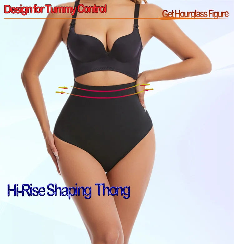 Cross-border Women's High Waist ThongT-back Tummy Control Panties with Non-slip Waistband Strong Waist Cinching and shaper