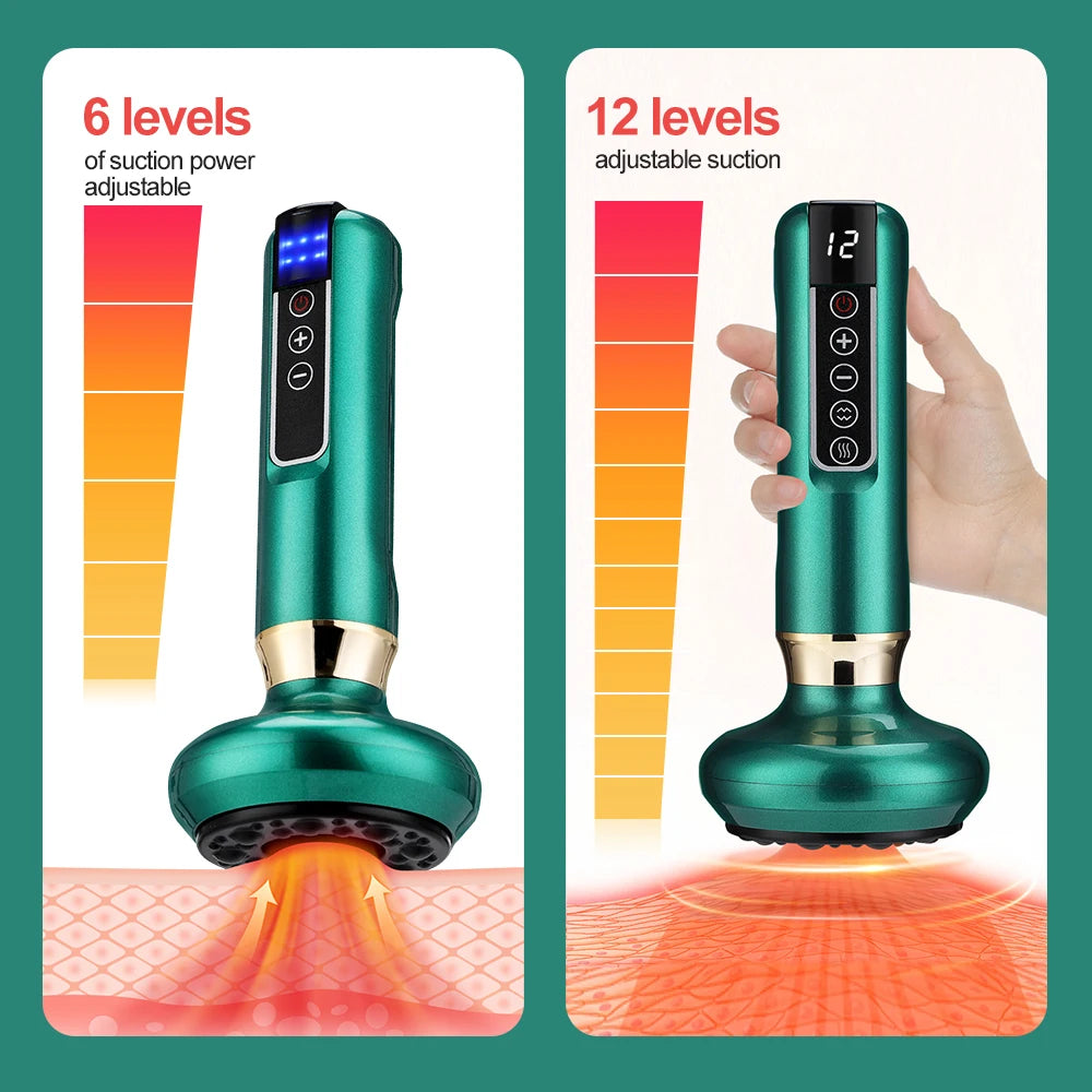 12/6 Levels Intelligent Vacuum Cupping Massager Negative Pressure Heating Wireless Scraping Apparatus Dredge Meridian Relax