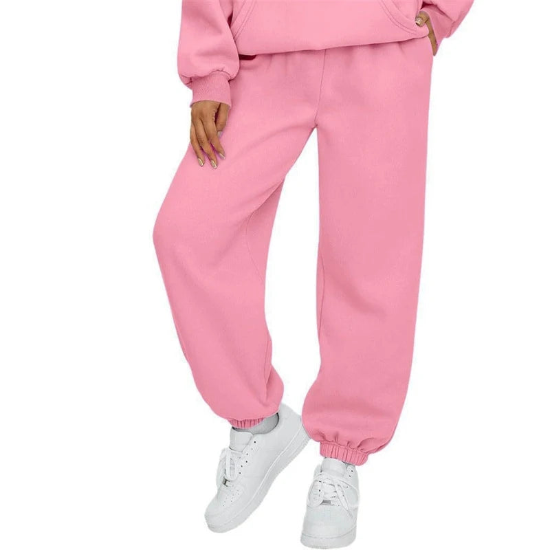 autumn winter Women's Pants Solid Color Sweatpants Daily casual Pants Women's Comfortable loose Drawstring Women's Trousers