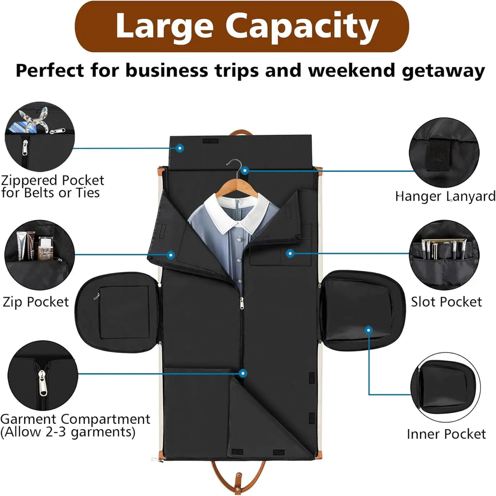 2-in-1 Convertible Garment Bag Set with Shoe Compartment, Large Travel Duffel for Women & Men