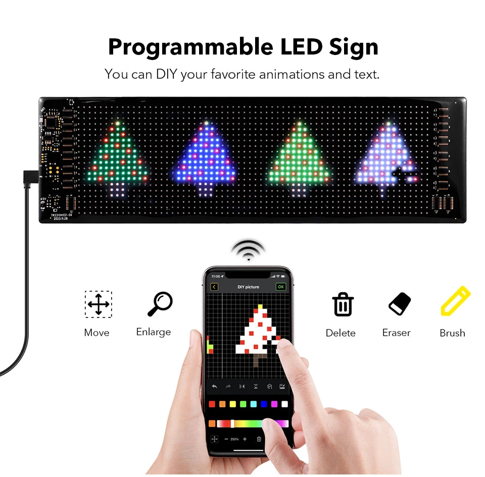 Car Decor Advertising Logo Lights Outdoor LED Matrix Pixel Scrolling Screen DIY Customize Patterns,Animations,Text Warning Light