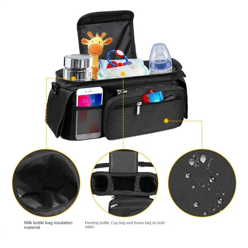 Baby Stroller Storage Large Capacity Travel Hanging Bag Mummy Bag Phone Bottle Holder Pram Diaper Bags Baby Stroller Accessories