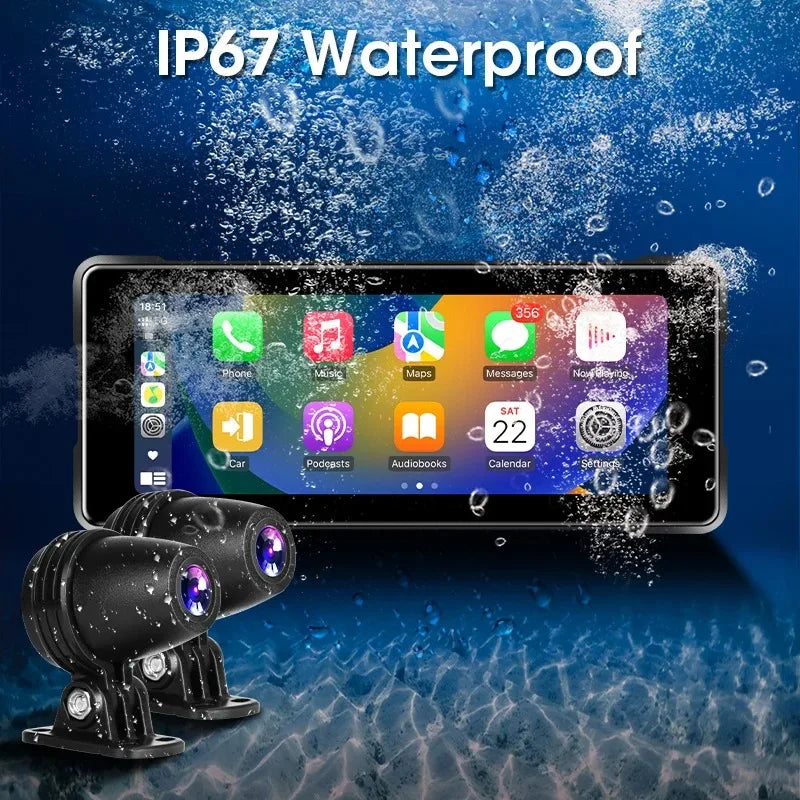 Srnubi 7 Inch Motorcycle Portable Navigation GPS Wireless Carplay Android Auto IP67 Waterproof Motorcycle Touch Screen Display