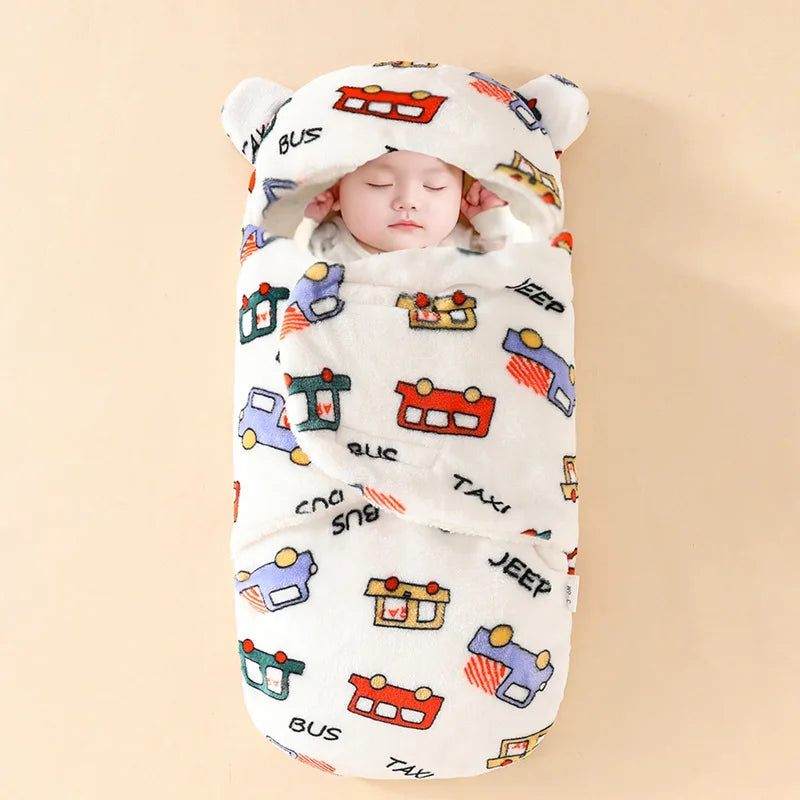 Newborn Baby Quilt Autumn Winter Style Cartoon Single Room Package Wrapped Quilt Cover Animal Pattern Pure Color Velvet Material