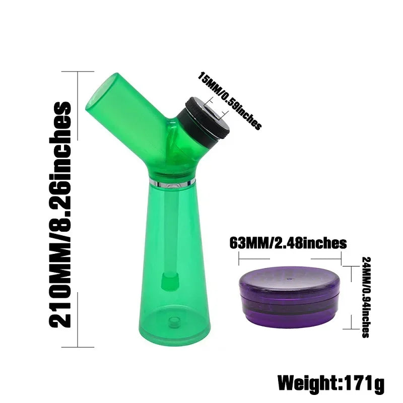 JOK JUK Acrylic Water Smoking Pipe with Dry Herb Grinder Protable Handheld Hookah Kettle Tobacco Shop Smoke Grass Accessories