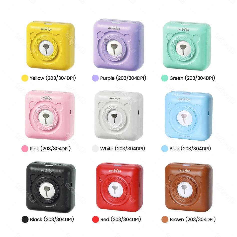 7 Colors Peripage A6 304DPI Mini Photo Printer Notes Sticker Label Printing Machine Bluetooth Portable Wireless Printer Marker