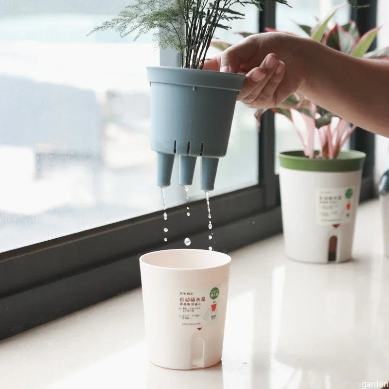 Double Layer Plant Pot Self Watering Pots for plants Hydroponics Flower Pot Plastic Lazy Automatic Water-Absorbing Plants Pot