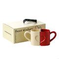Pack of 2 Heart Puzzle Designs Ceramic Mugs Comfortable Handle Coffee Cup for Couples Romantics Valentine Gift HX6C