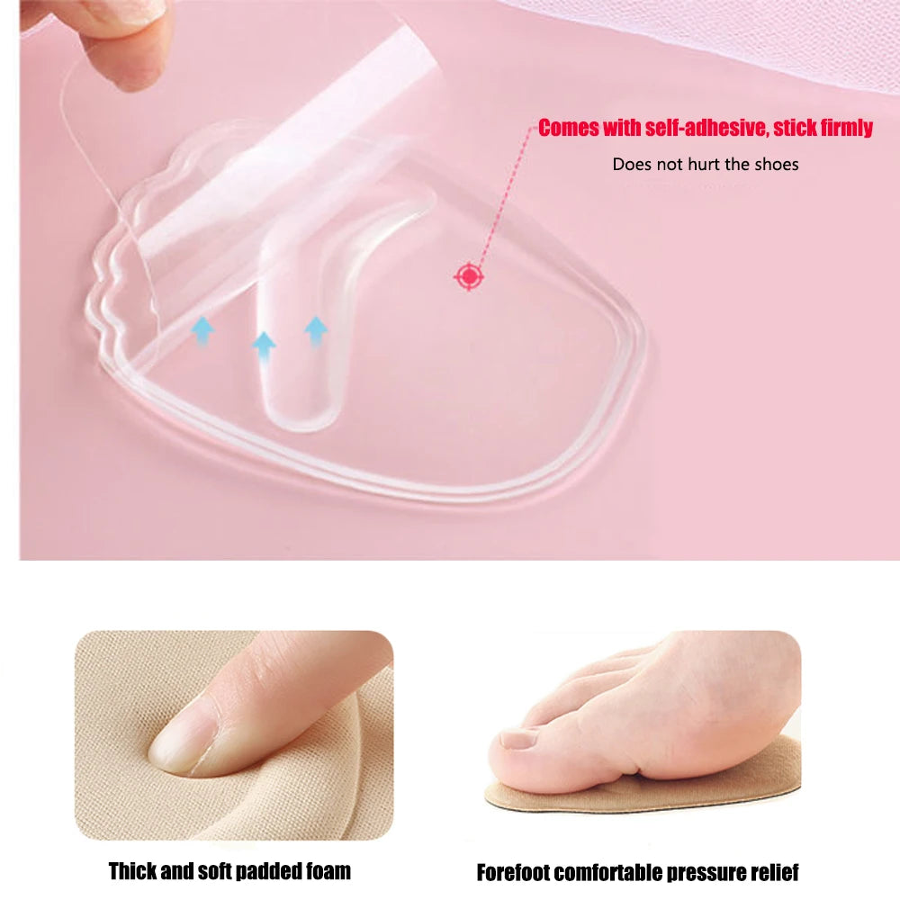 Forefoot Insert Cushion Pads for Women Shoes Anti slip Silicone Foot Pain Relief Pads for High Heels Sandals Gel Shoe Insoles