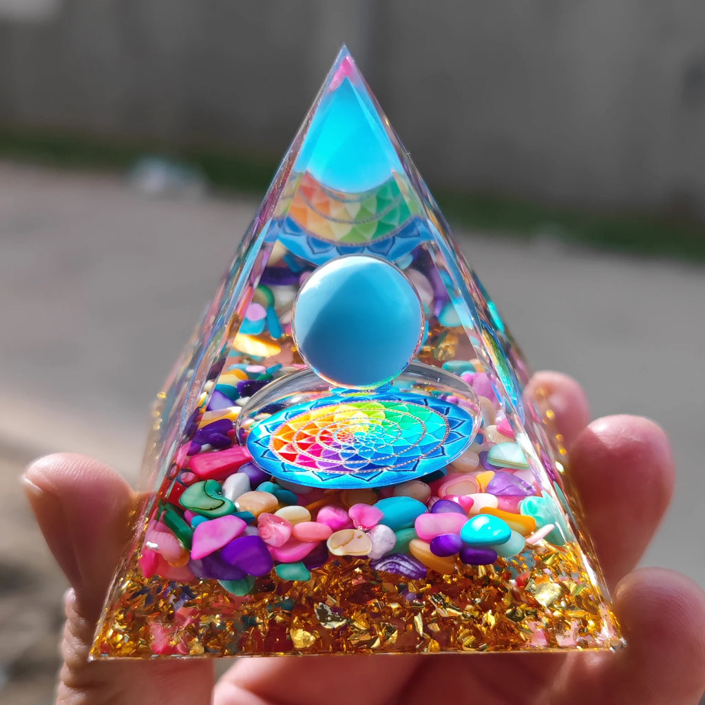 Orgonite Pyramid Crystals Natural Stone Orgone Energy Generator Healing Reiki Chakra Meditation Ornaments Crafts Office Decor