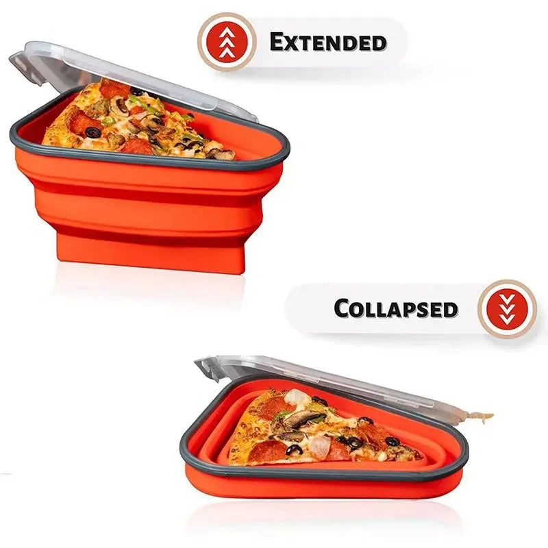 Baby Food Grade Silicone Folding Pizza Box Reusable Triangle Pizza Packing Box Take Away Box Silicone Children Food Storage Box