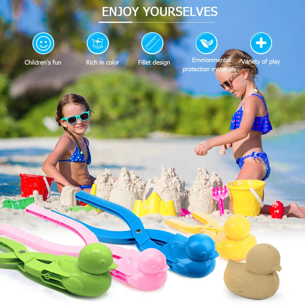 Snowball Maker Clip for Kids Adult Heart Snowflake Duck Shape Clip Tongs for Outdoor Sand Snow Ball Mold Toys Fight Sports Toys