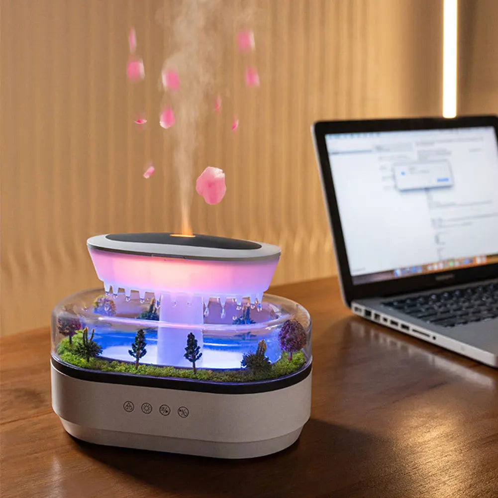 RainCloud Ultrasonic Aroma Humidifier Colorful Light Water Drip Micro Landscape Essential Oil Diffuser Home Cool Mist Humidifier