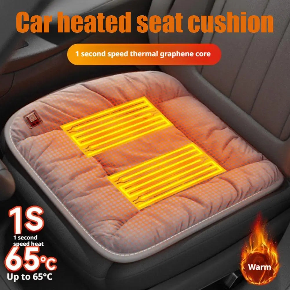 Car Heated Seat Cushion Winter Plush Seat Cushion Quick-Heating For Car, Home, 12V USB Electric Heating Single Pad