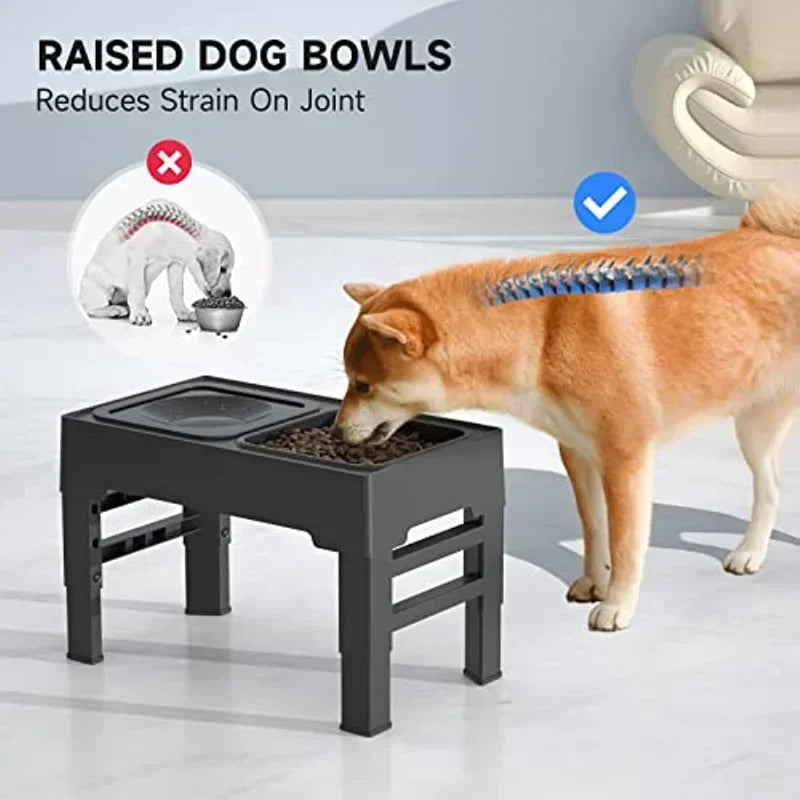 Adjustable Raised Dog Bowl Dog Bowl with Slow Feeder Elevated Dog Bowl and Dog Water Bowl Non-Spill for Small Medium Large Dogs
