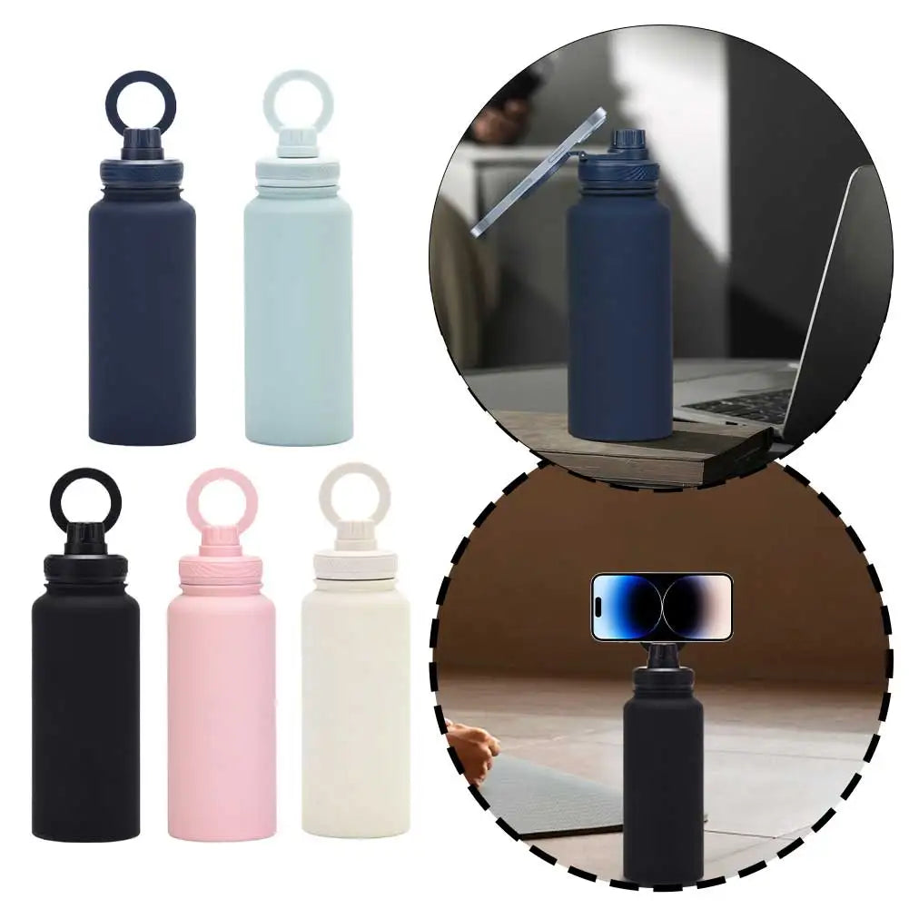 1000ML Sports Bottle With Magnetic Ring Insulated Bottle Water Bottle with Rotating Phone Holder Thermal Water Cup Thermal Mug