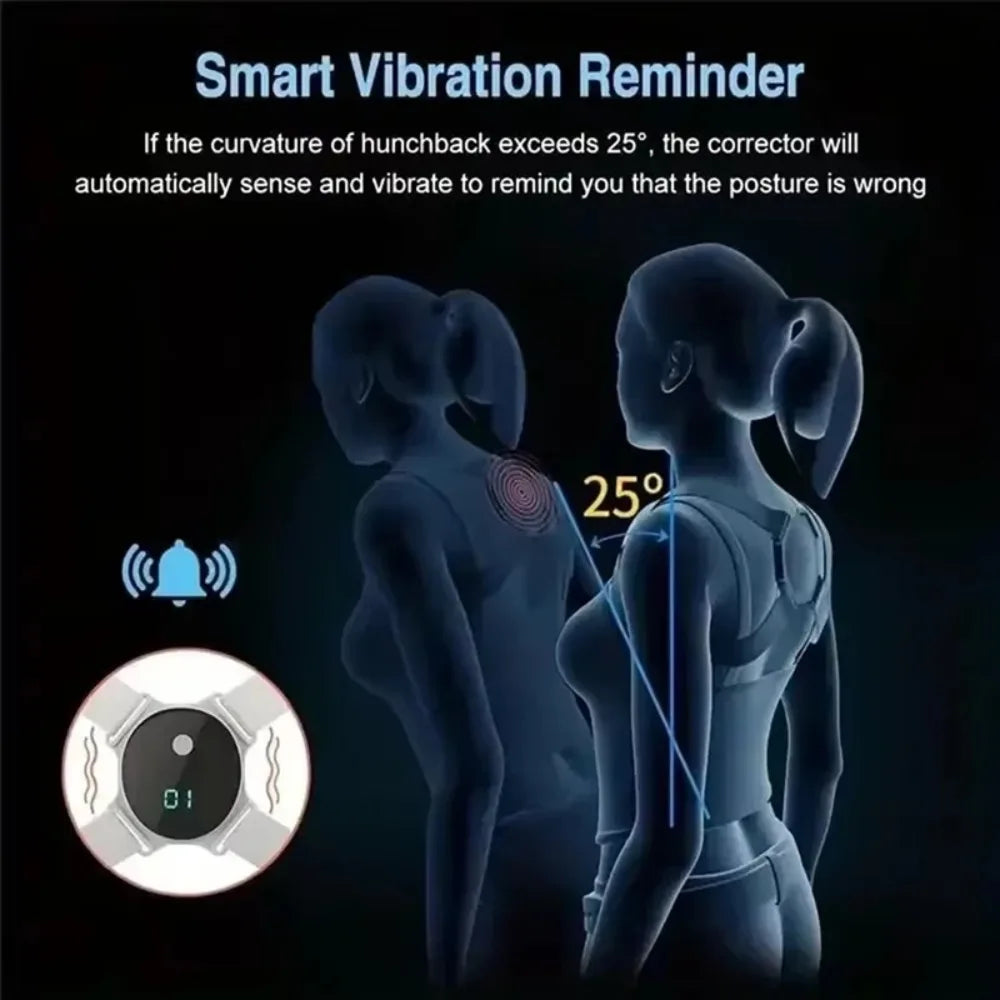 Adjustable Posture Corrector Smart Back Brace Vibration Reminder Invisible Shoulder Support For Neck Pain Relief Adult Kid