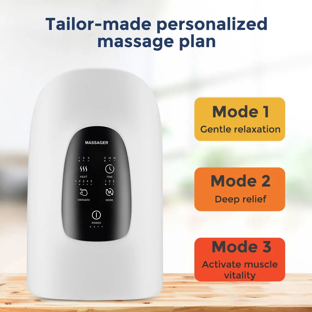 Electric Hand Massager with 5 Levels Air Compression Heat Palm Finger Massage Machine for Arthritis Finger Numbness Hand Relax