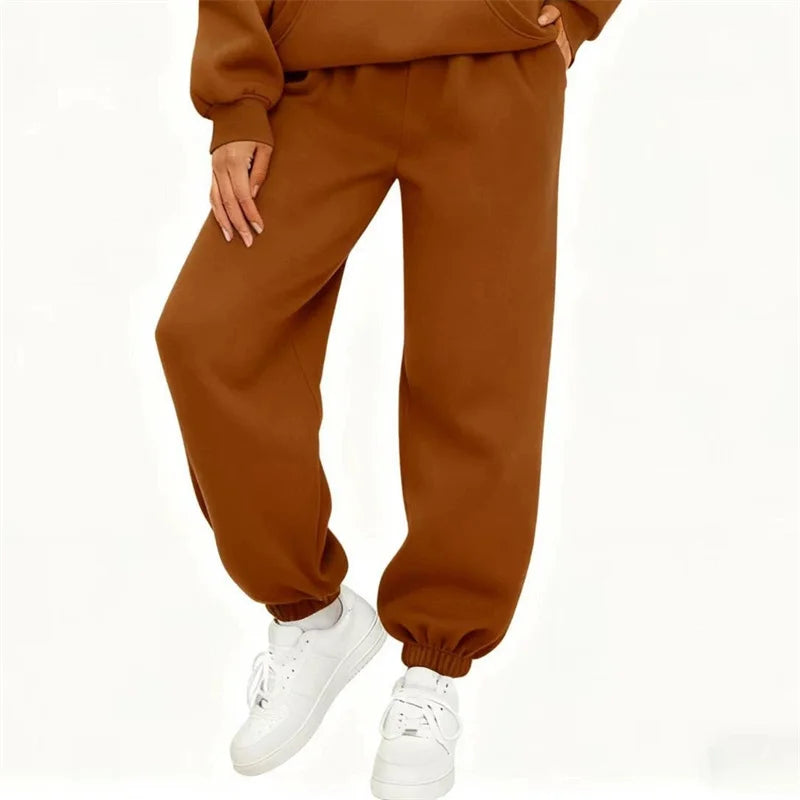 autumn winter Women's Pants Solid Color Sweatpants Daily casual Pants Women's Comfortable loose Drawstring Women's Trousers