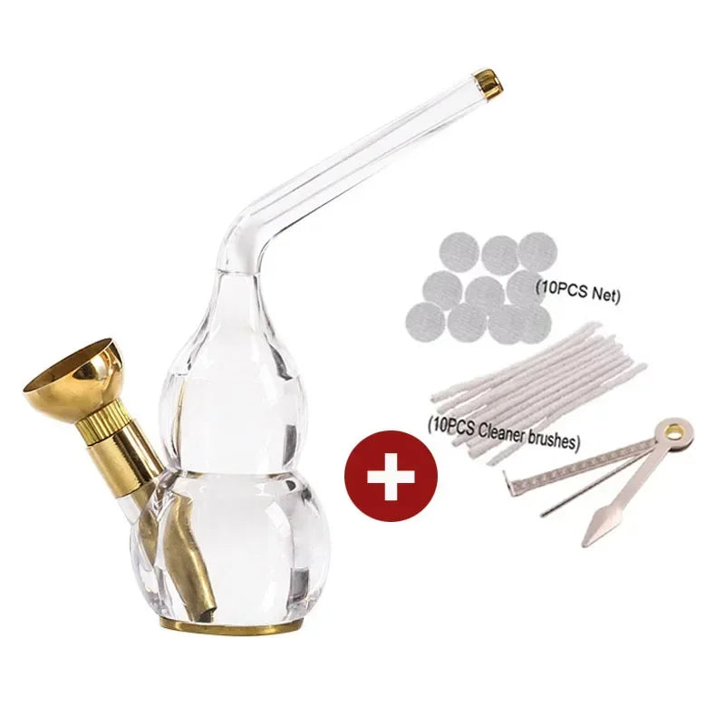 Dual purpose exquisite water bottle Gourd shaped Transparent pipe Tar Filtration Recyclable Smoking Holders Smoking Accessories
