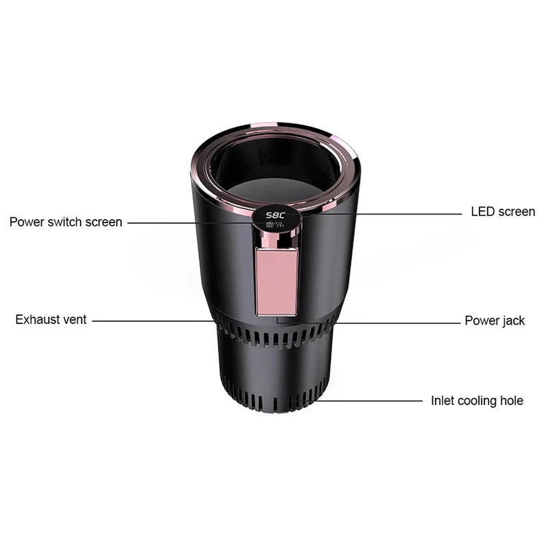 12V Warmer Cooler Smart Cooling & Heating Car Cup 2-In-1 Temperature Display Cup Holder for Water Coffee Beverage for Car