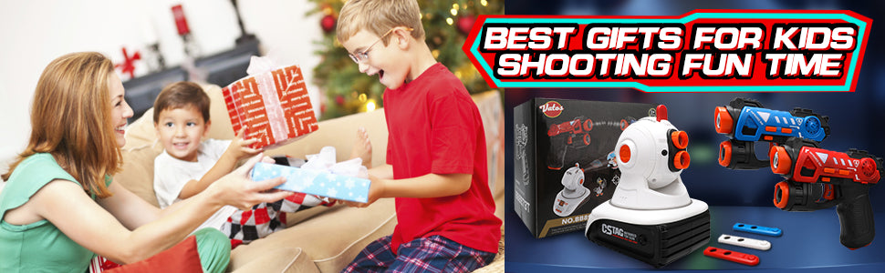 VATOS Infrared Laser Tag Guns Set Projector Duck UFO Hunting Game Indoor 2 Players Mini Pistol Toy Kids 2-7 Ages Boys Girls Gift