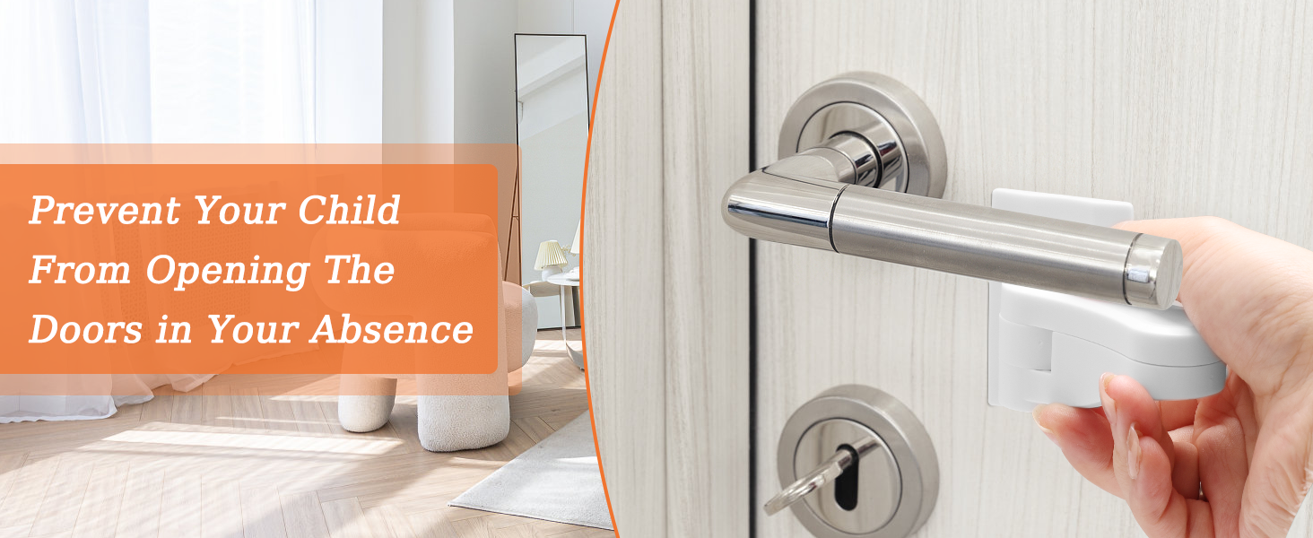 Child Proof Door Lever Lock Baby Safety Door Handle Lock with 3M Adhesive No Drilling Needed Minimalist Design for Home Security