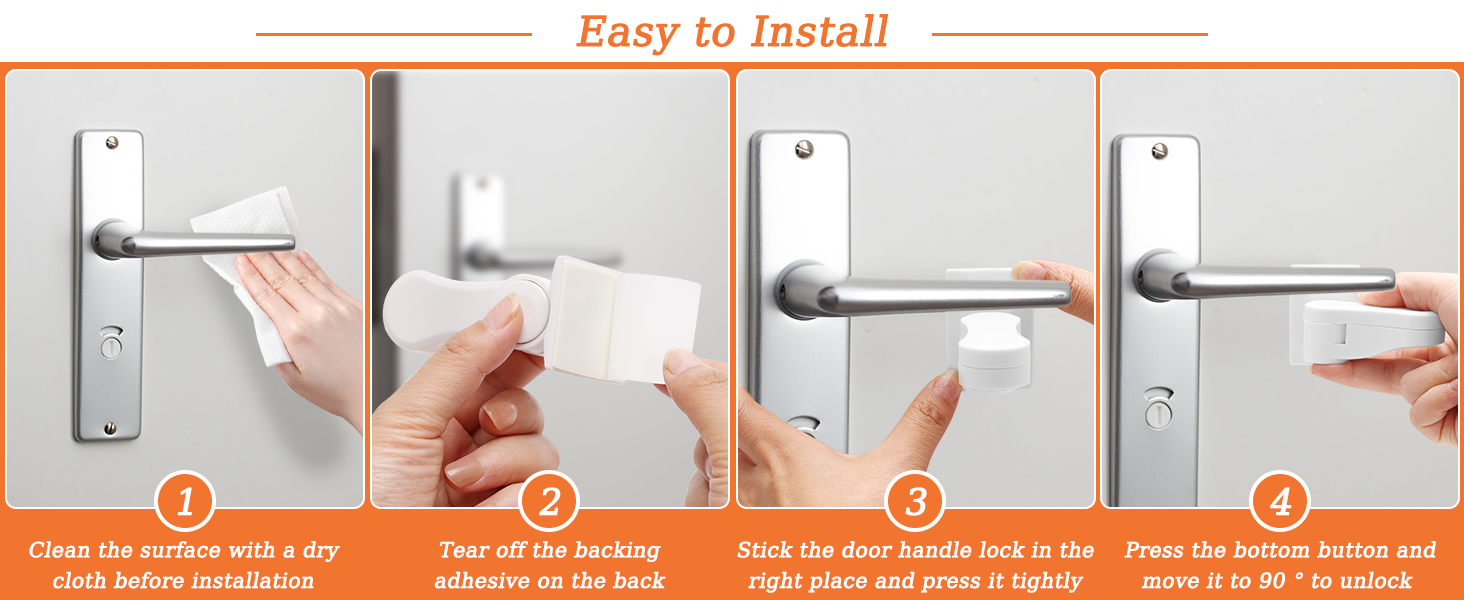 Child Proof Door Lever Lock Baby Safety Door Handle Lock with 3M Adhesive No Drilling Needed Minimalist Design for Home Security