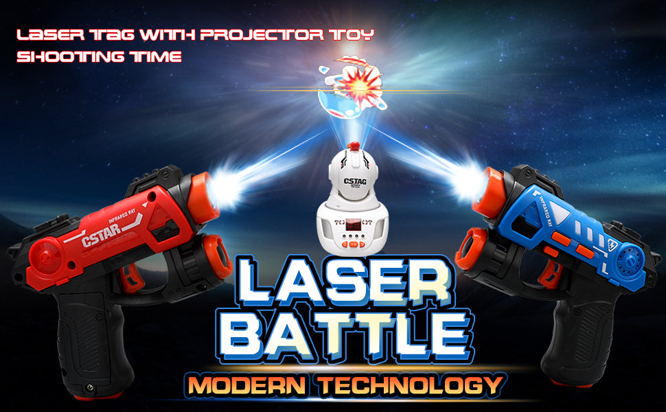 VATOS Infrared Laser Tag Guns Set Projector Duck UFO Hunting Game Indoor 2 Players Mini Pistol Toy Kids 2-7 Ages Boys Girls Gift