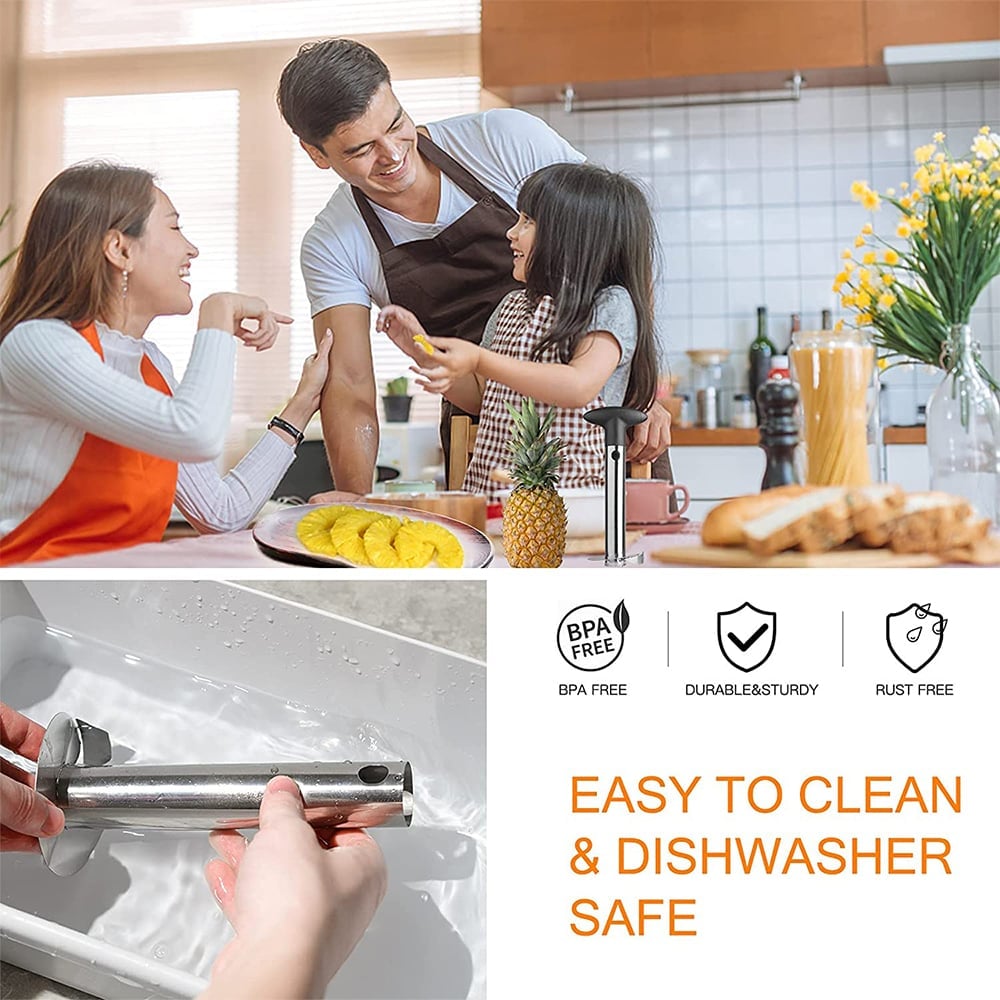 Pineapple Cutter Stainless Steel Pineapple Slicer Pineapple Extractor Peeler Core Separator Spiral Rotary Pineapple Peeler